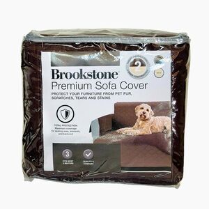 BROOKSTONE Premium Sofa Cover 2-Sided, Fits 3-Seaters, Brown/Beige NEW NIP!